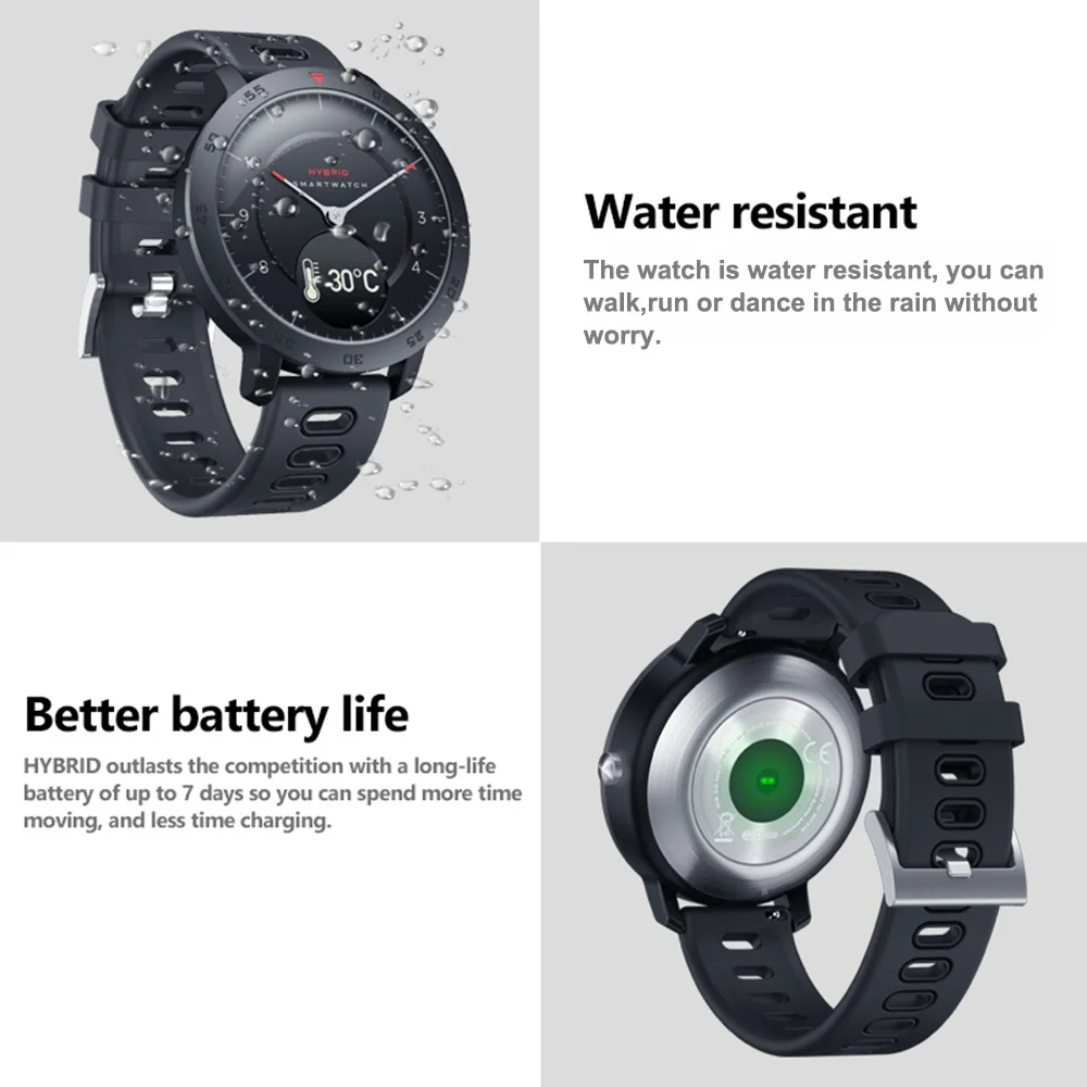 Гибридный модные часы Smart Watch Для мужчин's и Для женщин Водонепроницаемый Bluetooth спортивные часы сердечного ритма крови Давление монитор спортивный трекер