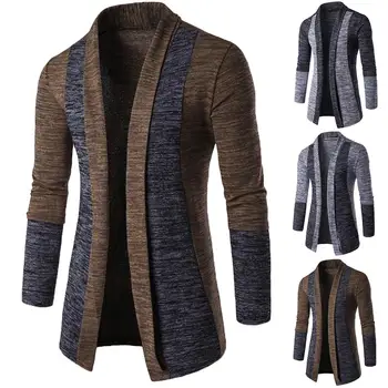 

Jackets Men Winter Block Jackets Long Sleeve Knitted Sweater Casual Cardigan Coat Outwear Stand Collar Grey Casual Outwear