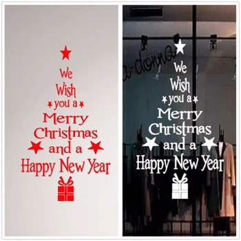 

Merry Christmas Window Wall Stickers Posters Decals Waterproof Blessing New Year 2021 Christmas Tree Decorations Home Decor Xmas