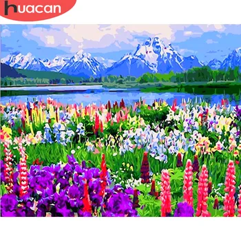 

HUACAN Oil Painting By Numbers Flowers DIY Pictures By Numbers Canvas Painting For Living Room Wall Art Home Decor SZGD483