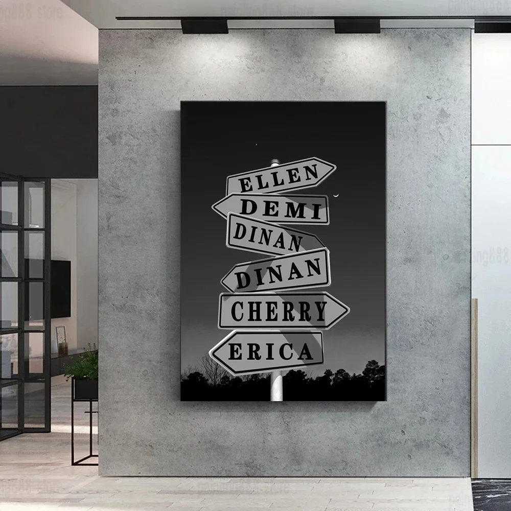 Family Name Name Sign Canvas Personalized Painting Intersection Street Posters Wall Art Custom Gifts For Family Home Decoration