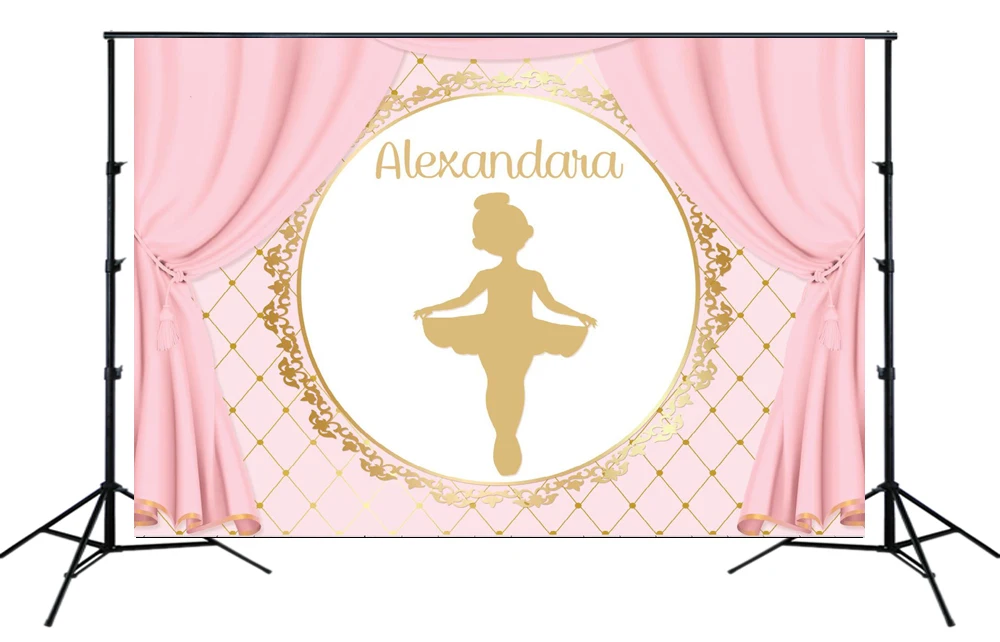 

custom girl princess Backdrop birthday Party banner dancing ballet Photo Background cake table scene setter wall poster decors
