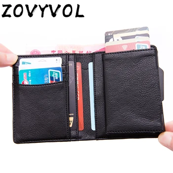 

ZOVYVOL Rfid Wallet for Men Slim Leather Business ID Credit Card Pocket Holder Wallet Luxury Carbon Fiber Mini Pop Up