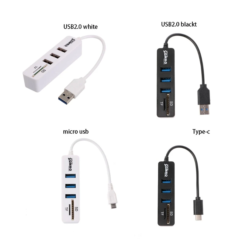 3 порта USB 2,0 концентратор разветвитель комбо микро соединительный кабель USB OTG SD/TF кард-ридер