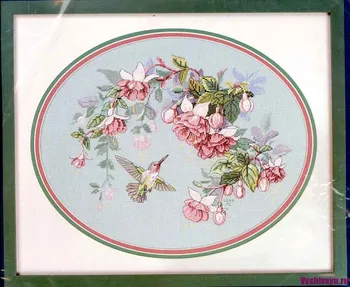 

14/16/18/22/25/28CT Counted Cross Stitch Kit Sweetness of Nature Hummingbird Bird and Fuchsias Flower Flowers dim 13631