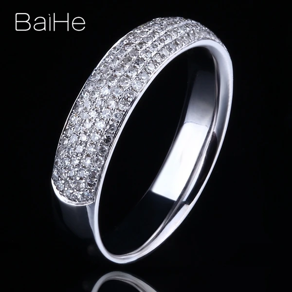 BAIHE Solid 14K белое золото 0.39CT сертифицированные H/SI круглые огранки натуральные бриллианты свадебные женские модные ювелирные изделия кольцо