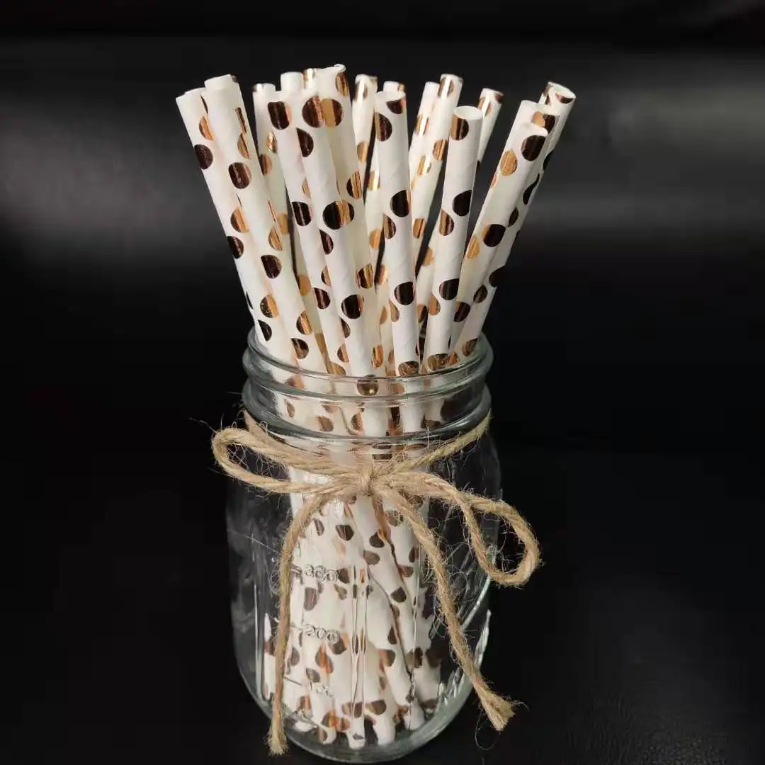 25Pcs Foil Gold Rose Gold Paper Straws Wedding Favors Star Drinking Straws Birthday Party Decoration Kids Party Supplies