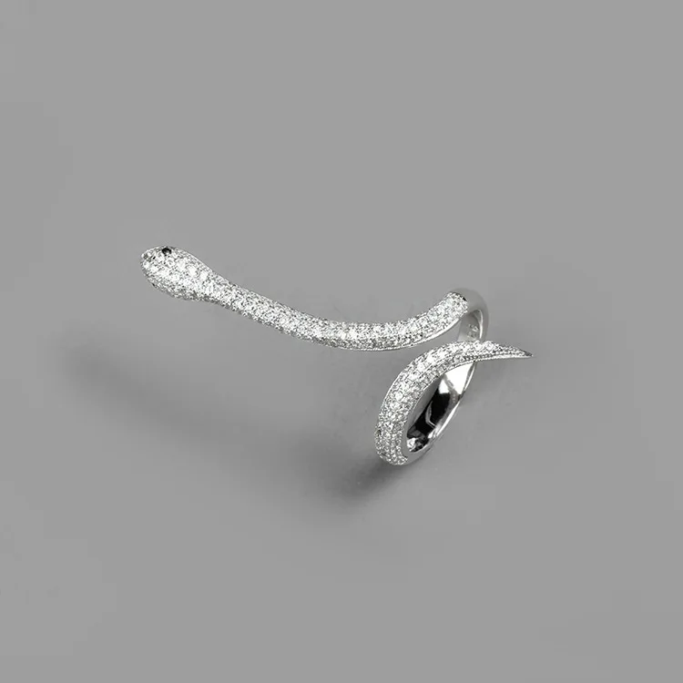

CMajor S925 Sterling Silver Jewelry European and American Style Fashion Temperament Simple Snake Shape 7A CZ Ring for Women