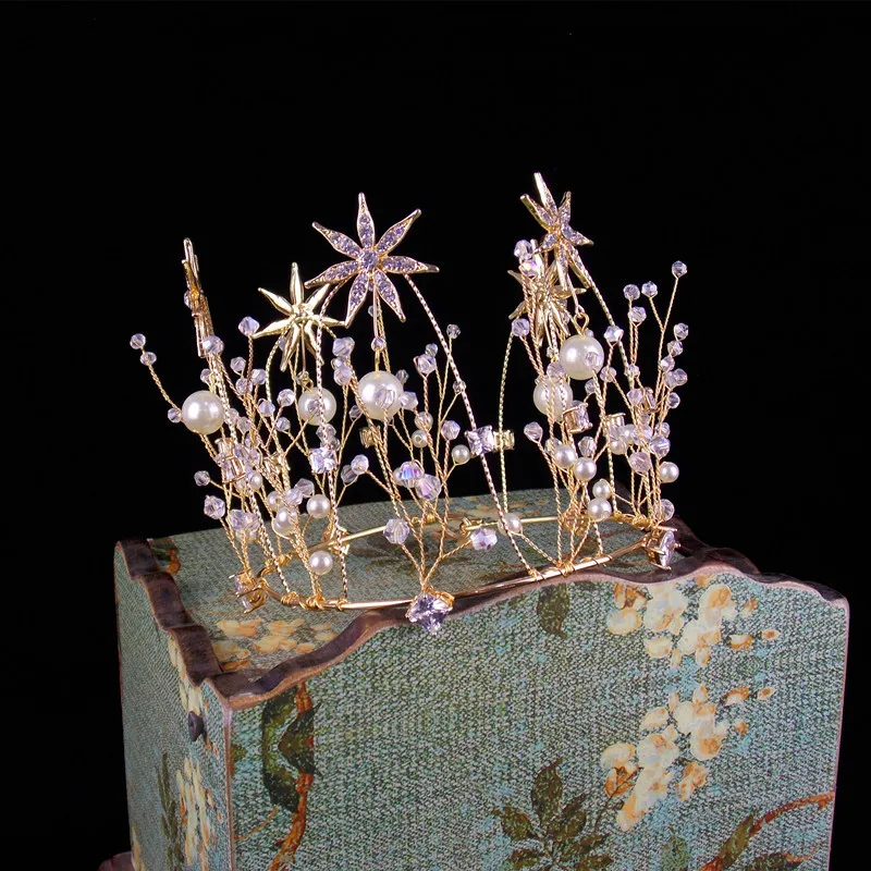 

2019 Korean Series Handmade Zircon yuan guan Bride Late Formal Dress-Style Elegant Crown Studio Formal Dress Accessories