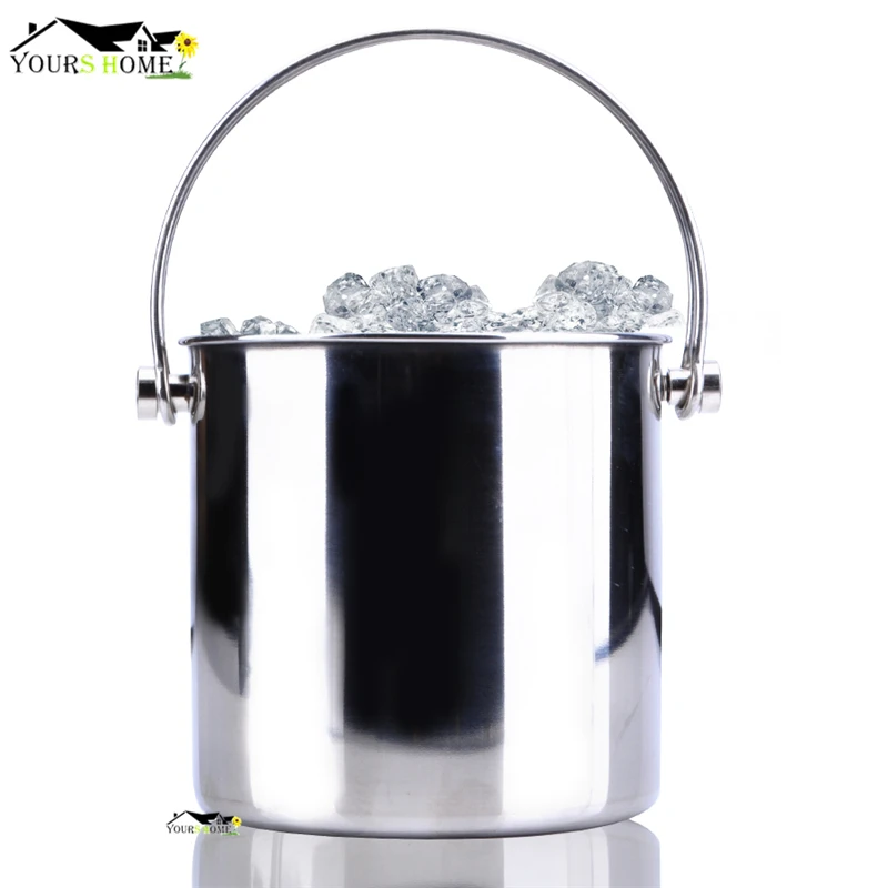 1.2l Stainless Steel Ice Bucket Wine Champagne With Strainer & Ice Tong