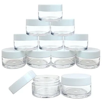 

50pcs 2g/3g/5g/10g/15g/20g Plastic Clear Cosmetic Jars Container White lid Lotion Bottle Vials Face Cream Sample Pots Gel Boxes