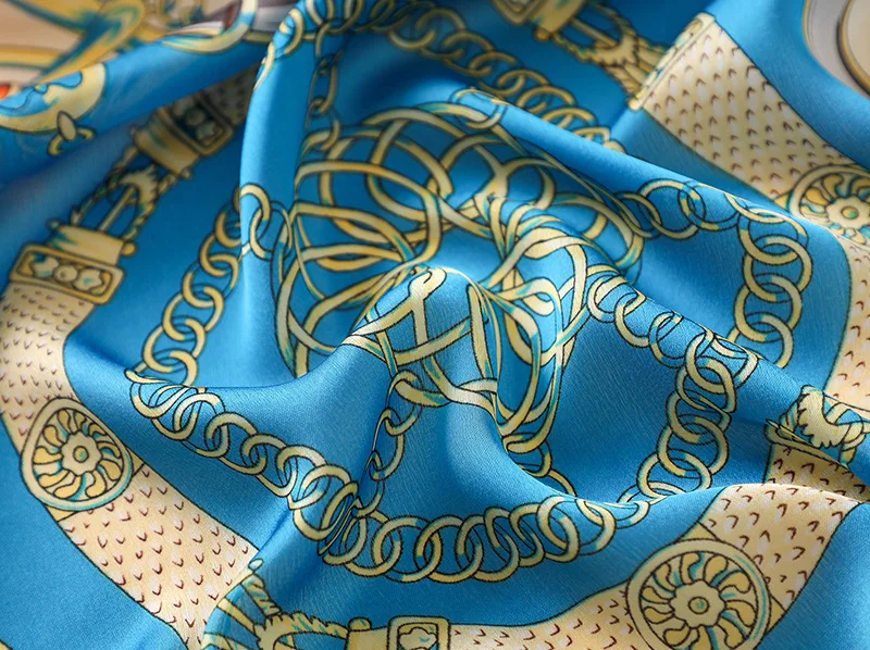 Классический женский шелковый шарф с цепочкой, женские шарфы, Дамская мода, Пляжная шифоновая шаль с принтом, Солнцезащитная бандана, шарф-шарф