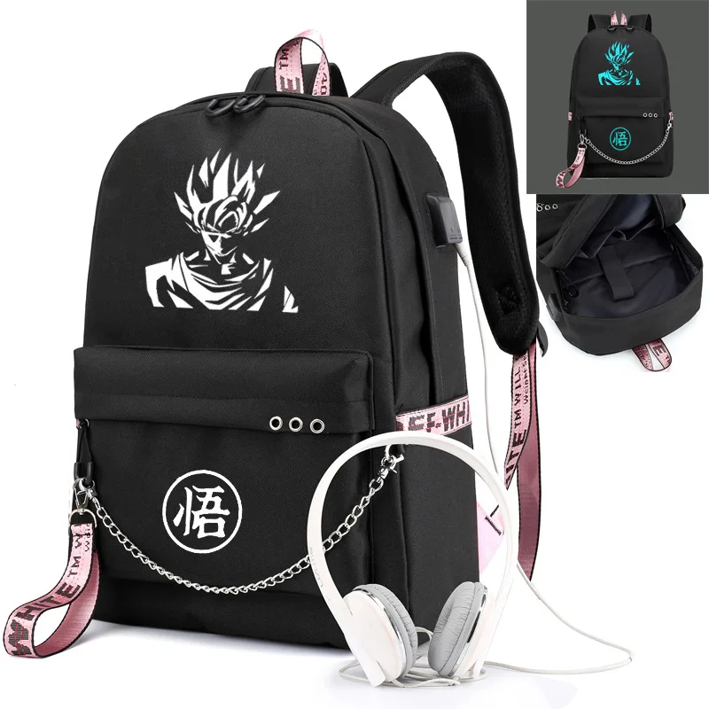 

Dragon Ball Backpack Sun Wukong Night Light Candy-Colored USB Backpack Wu Word Backpack School Bag