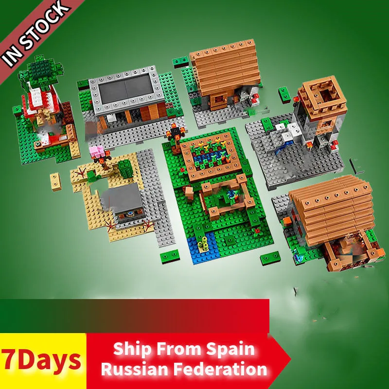 

Legoing Minecraft My World The Village Classic Tree House Figures City Model DIY Building Blocks Legoings Toys For Children Gift