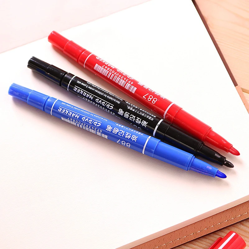 Double Writing Function Marking Pen 0.5/1.0 MM Nib Ink Waterproof Art Markers
