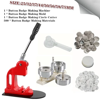 

Button Badge Making Maker Punch Press Maker Machine Kit 25-75mm Mold Moulds With 500 Sets Pin Button Part Material+Circle Cutter