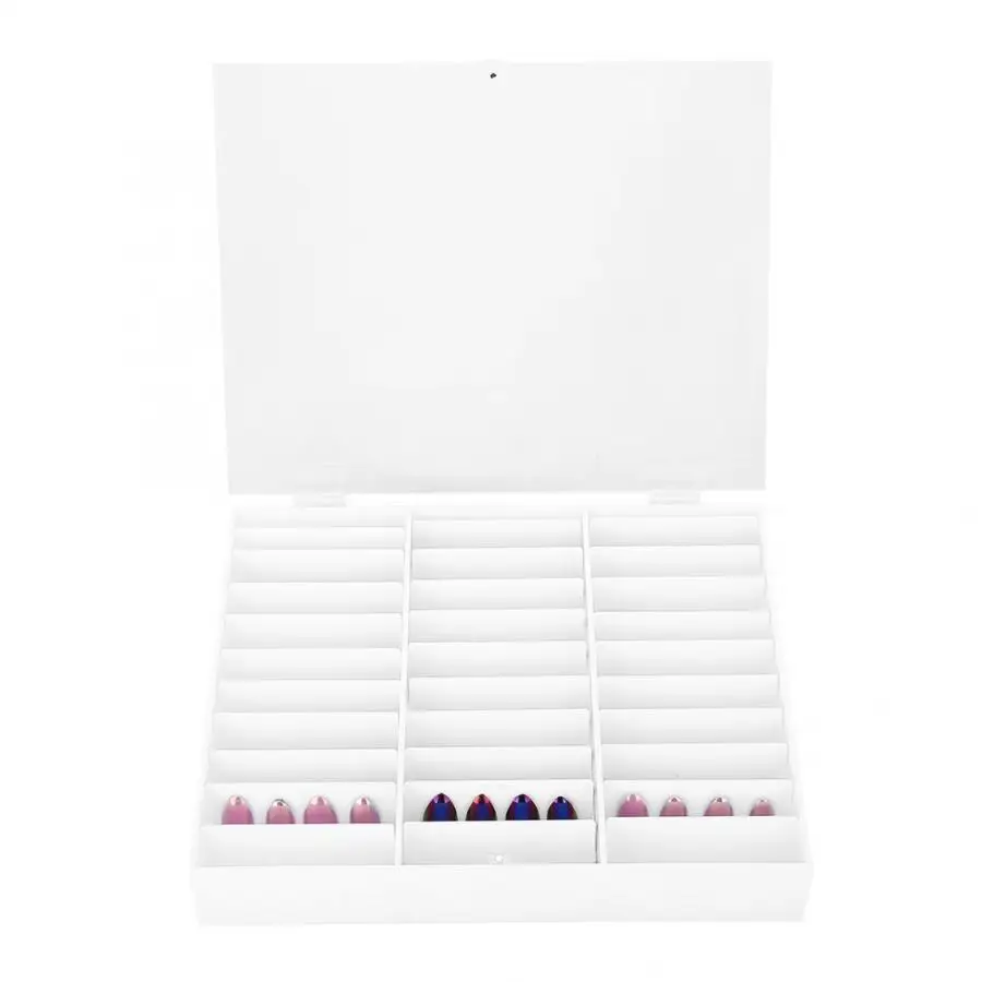 

Nail Display Manicure Stand Nail Art Decoration Container Empty Nail Tips Storage Box Fake Nail Display Case (White) Nail