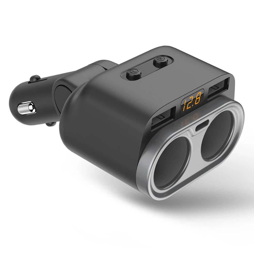 Многофункциональное автомобильное зарядное устройство с двумя usb-разъемами для быстрой зарядки с переключателем, 2 гнезда, Разветвитель Прикуривателя 80 Вт для телефона