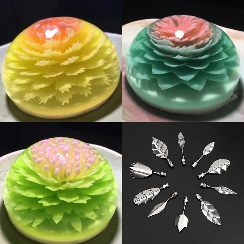 

10Pcs/Set Cake Jelly Gelatin Pudding Baking Nozzles Stainless Steel Carve Mold 3D Jelly Flower Art Tools Kitchen Bakeware Sets