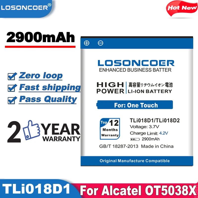 Аккумулятор для телефона LOSONCOER TLi018D1 TLi018D2 2900 мАч Alcatel one touch Pop D5 Dual 5038x OT5038X 3 5015D OT 5016