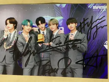 

hand signed TXT autographed group photo 4*6 Award ceremony 1219A