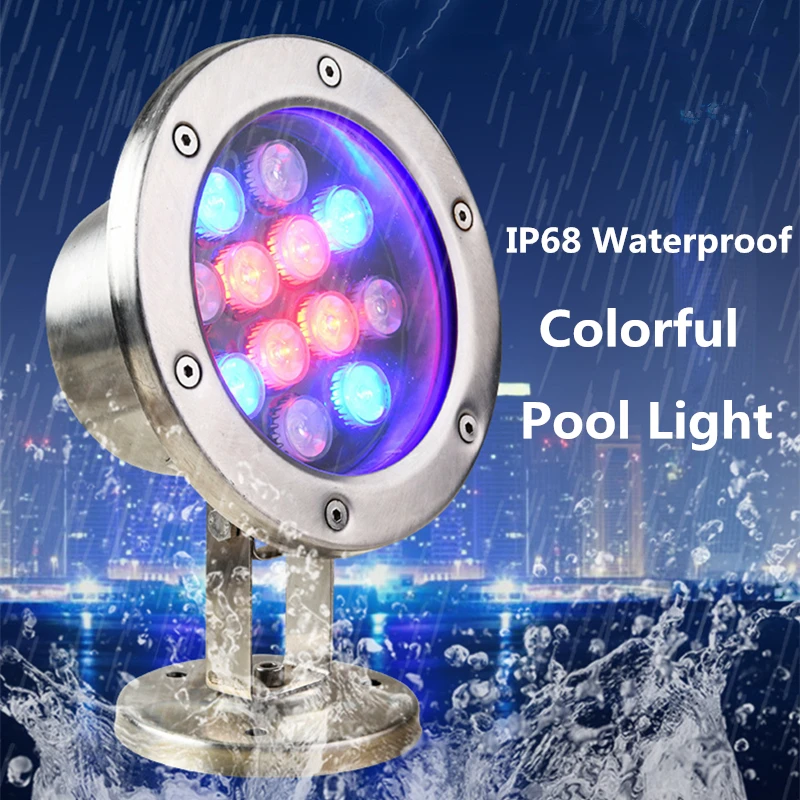 Waterfall Pool Underwater Light Pond Landscape Light Fountain Lights Colorful Diving Lamp 12v 24v 9w 12w Square Outdoor Decor