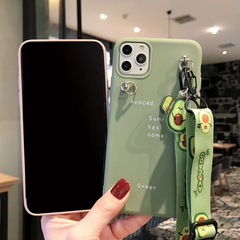 Ремешок Avocado для iPhone11 Pro max xs max xr чехол для телефона из жидкого силикона 6s 7 8plus с ремешком, подвесной, все включено, защита от падения