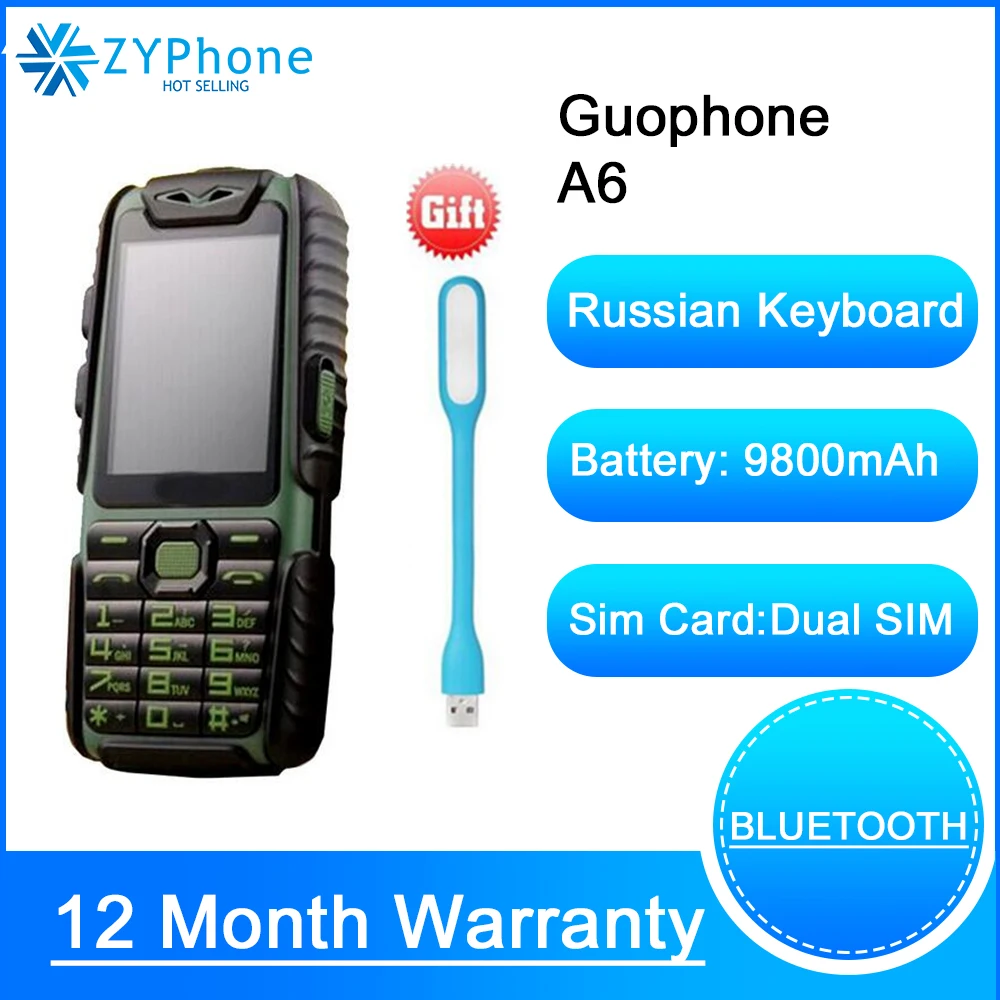 Guophone A6 9800 мА/ч Мощность банк мобильный телефон 2 4 &quot0.3MP Камера с английским или