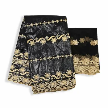 

African Bazin Riche Lace Fabric 2020 New Design Embroidered High Quality French Tulle Lace With Guipure Lace Fabric KY031801