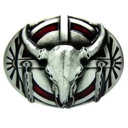 Западный ковбойский Пояс Пряжка металлическая с черепом быка Longhorn Buffalo пряжка серебро