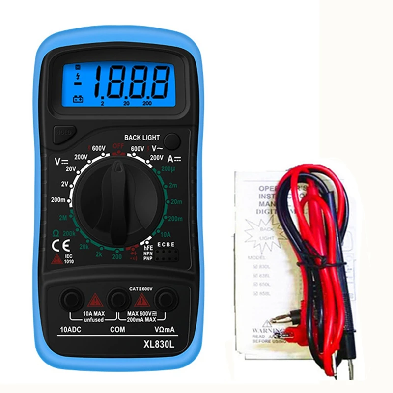 XL830L Blue XL830L мультиметр ЖК-цифровой Multimetro AC/DC Амперметр Вольтметр Ом тестер напряжения метр подсветка защиты с зондом - Цвет: XL830L Blue