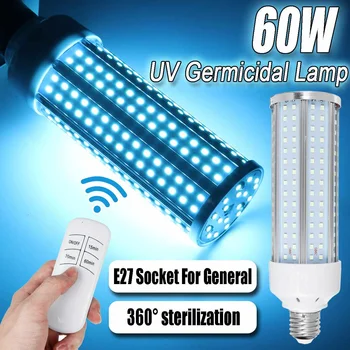 

60W UV Disinfection Lamp Bactericidal Ultraviolet Light UVC Germicidal Sterilization Kill Mites Deodorizer Lamp Remote Control