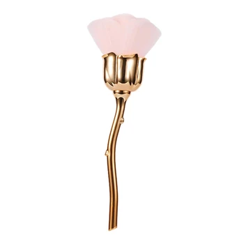 

Nail Dust Brush Pink Rose Brush Nail Art Cleaning Brush Blush Powder Brush(Gold)