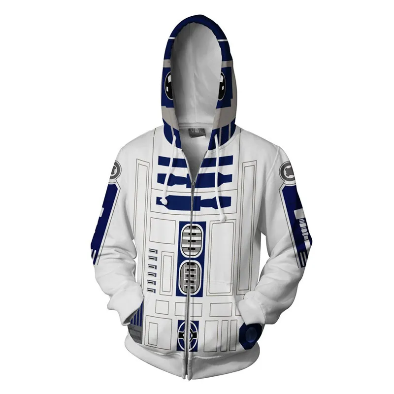 Звездные войны Дарт Вейдер BB8/R2-D2 робот Косплей толстовки 3D печать на молнии толстовки с капюшоном унисекс Пальто Спортивные куртки костюмы
