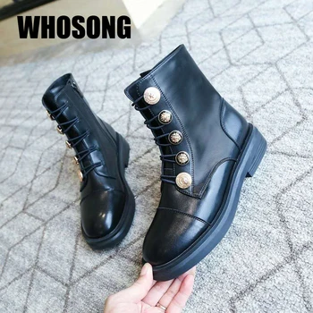 

Women Boots Girls Motorcycle Botas Platform Flats Woman Room Ankle Boots Ladies Round Toe Shoes Female Soft Brand Boots Black