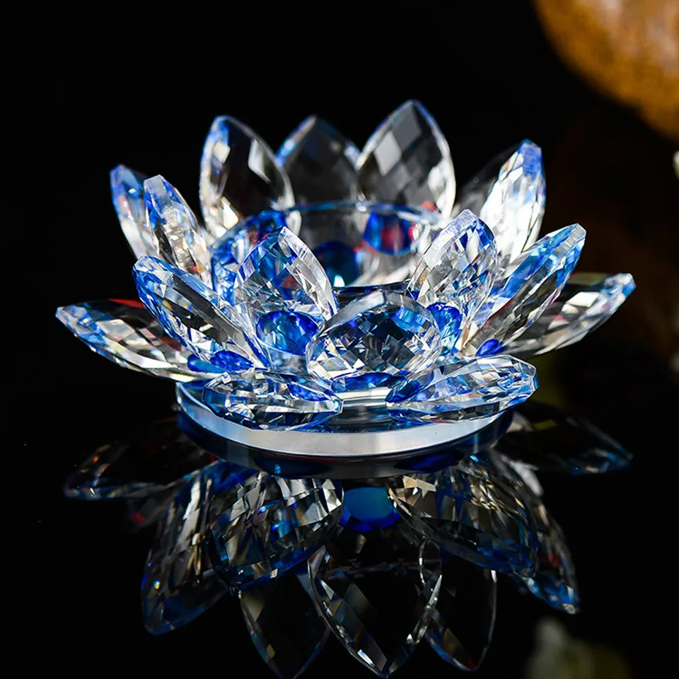 Representa A Paz Pureza Iluminacao 7 Cores Cristal De Vidro Castical Vela Titular Da Luz Do Cha Da Flor De Lotus Budista Aliexpress