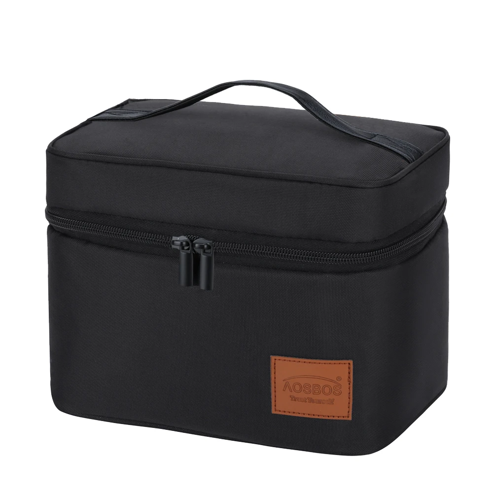 Lunch Bags for Women Insulated Cooler Tote Bag for Work Picnic Aosbos Black