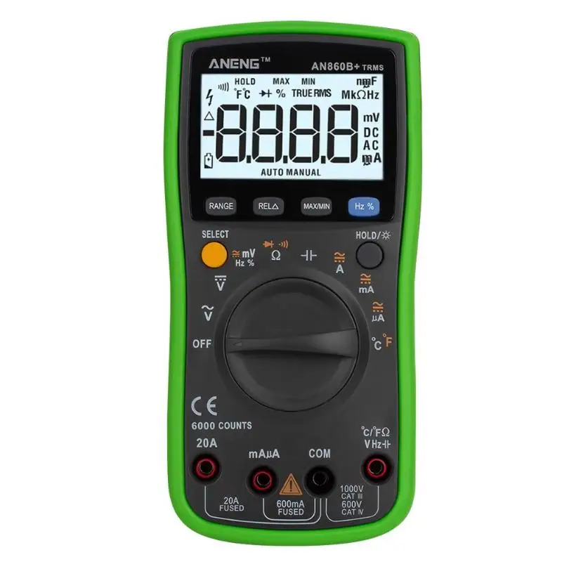 Зеленый ANENG AN860B цифровой мультиметр AC/DC амперметр вольтметр тестер температуры AC/DC Вольтметр Сопротивление портативный измеритель - Цвет: Зеленый