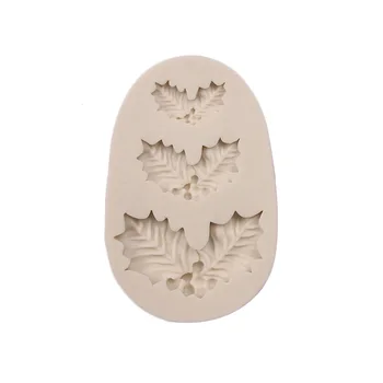 Holly Leaves Fondant Cake Silicone Mold Chocolate Candy Christmas Molds Cake Decoration Baking Tools