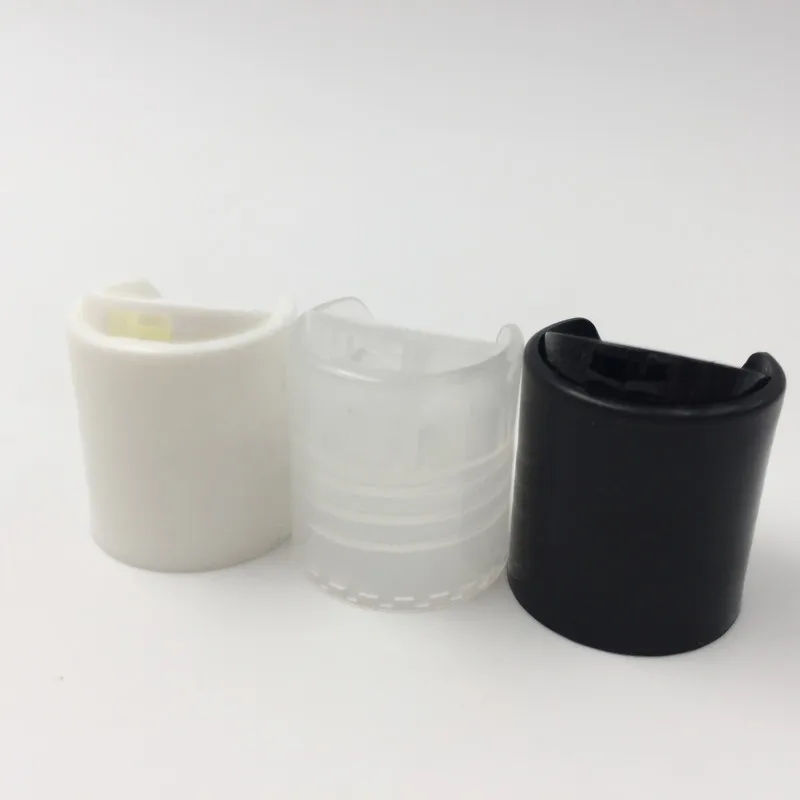 

Free Shipping 24pcs 18mm 20mm 24mm Disc Top Caps Press Cap Dispensing Closure 18/20/24mm neck diameter for plastic bottle
