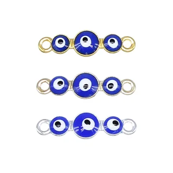 

6pcs three eyes round evil blue eye connector suitable for jewelry bracelet making accessories DIY 26*7*3mm wholesale