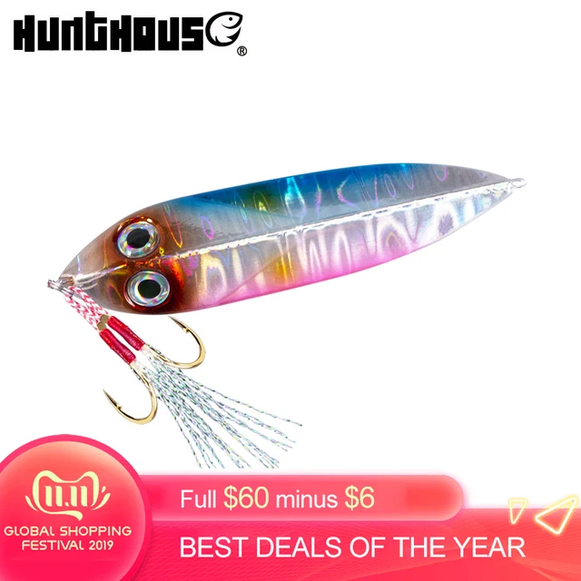 US $3.71 Hunthouse fishing lure 2019 shore jigging slow metal jig hard saltwater lure 20g 30g 40g 60g for se