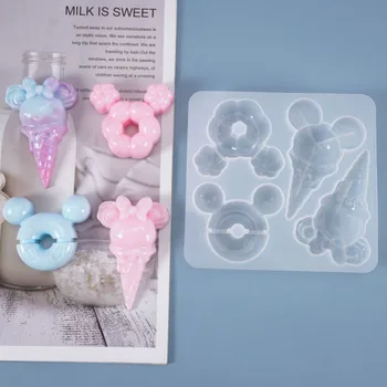 

Ice Cream Cookies Silicone Mold (4 Cavity) Kawaii Food Keychains Cabochon DIY Decoden Supplies Sweet Deco Resin Craft