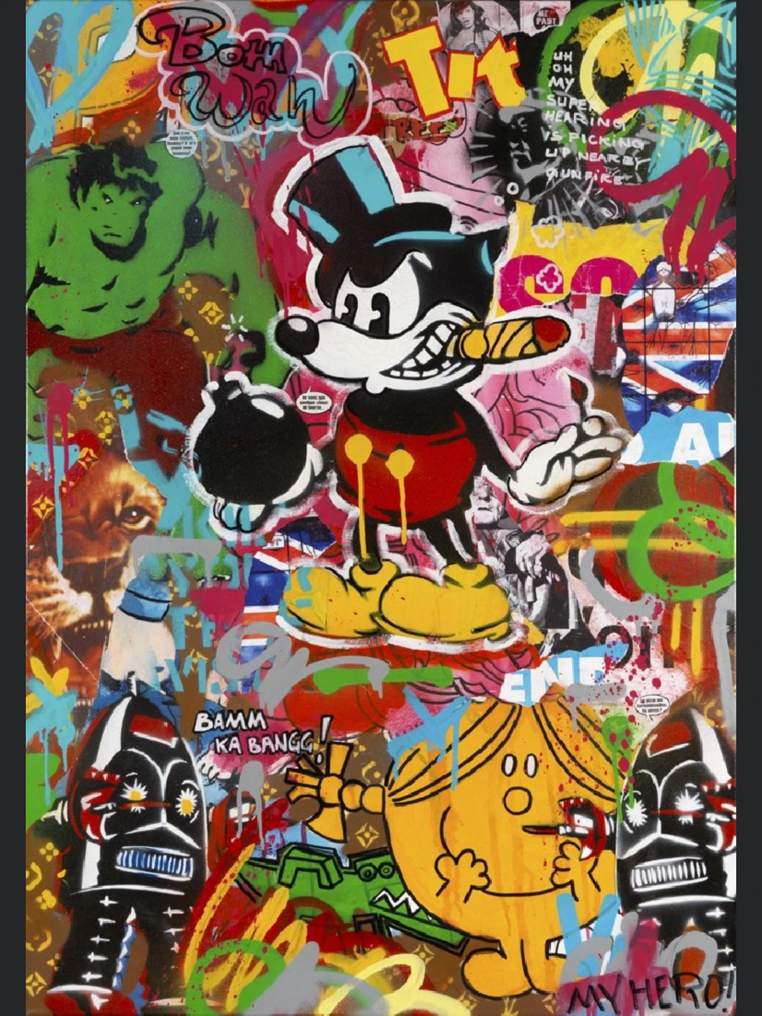 Graffiti Minnie City Canvas Painting Disney Art Street Pop Art