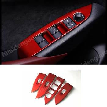 

4pcs Red ABS Interior window switch Lift panel cover Tirm For Mazda CX-3 CX3 2016-2018 Car Styling Accessories