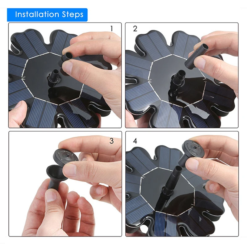 New 195mm 2.5W Solar Powered Floating Fountain Pump Birdbath Pool Garden Pond