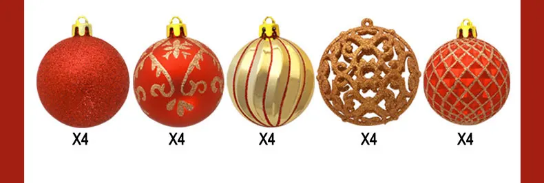 golden and red 20 шт./кор. 6 см елочных игрушек шар украшения набор серебряных красный подвесные Рождественские шары украшения кануна Рождества Подвески Декор - Цвет: golden and red