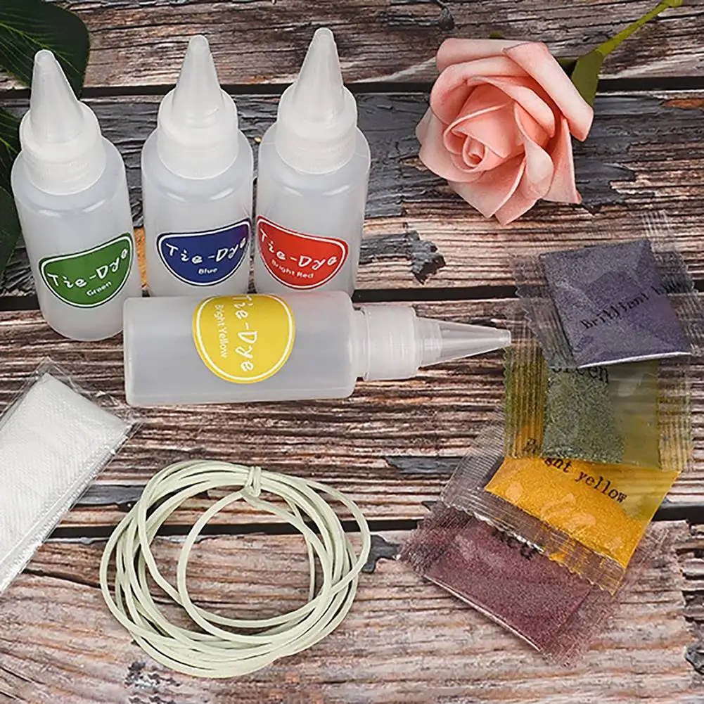 4 Colors DIY Fabric Tie Dye Set Multicolor Tie-Dye Pigment Clothes Suit Coloring Tie Dye Powder Paint Pigment