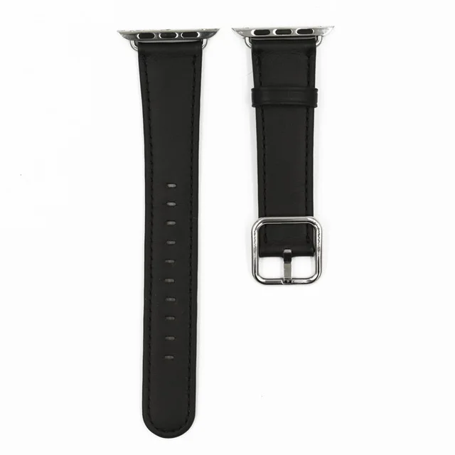 Black LEONIDAS классический ремешок с пряжкой для apple watch series 3 2 1 ремешок для iwatch из телячьей кожи с квадратной пряжкой современный дизайн - Band Color: Black