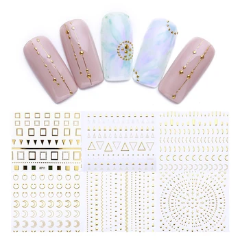 

1 Sheet Gold 3D Nail Stickers Geometric Patterns Moon Star DIY Nail Decals Designs Nail Art Designs Decoration